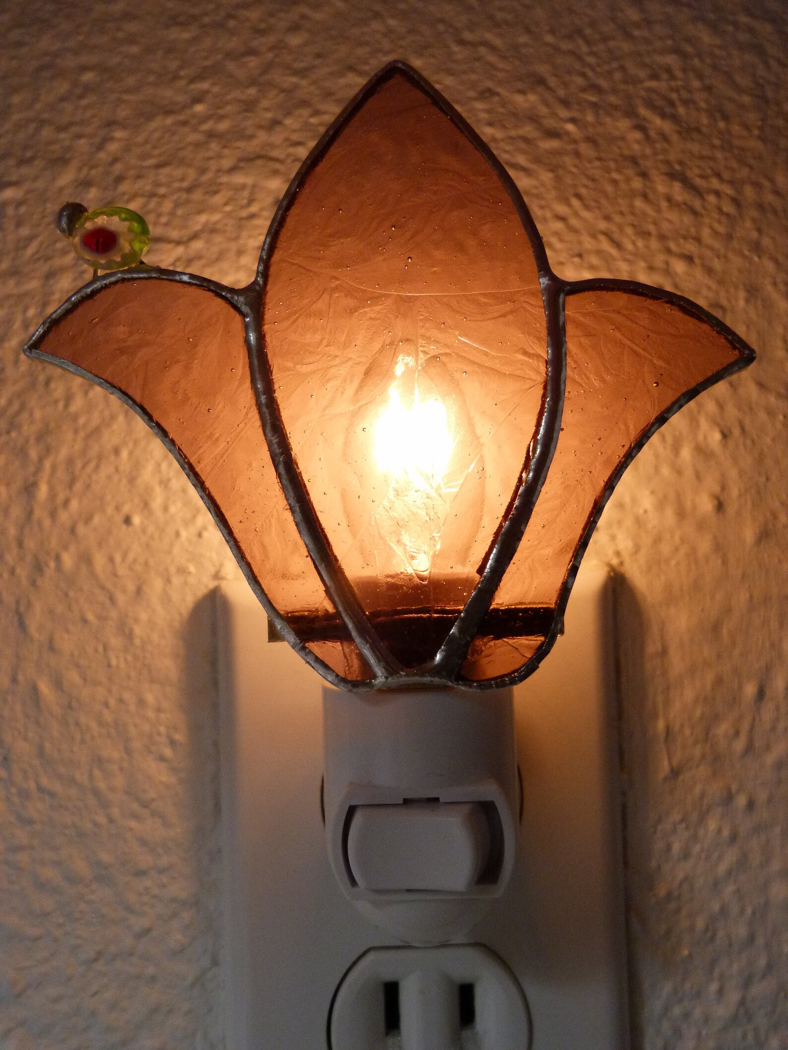 Stained Glass Flower Night Light Wall Plug In Bathroom Etsy