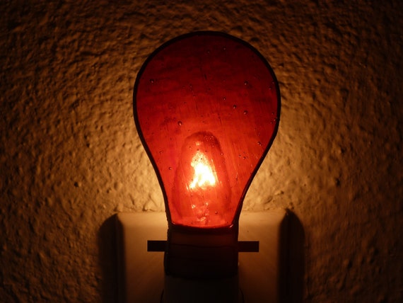 Night Light Stained Glass Orange Light Bulb Nightlight Wall Plug In Bedroom Kitchen Bathroom Lighting Decor U L Certified Light Sensor