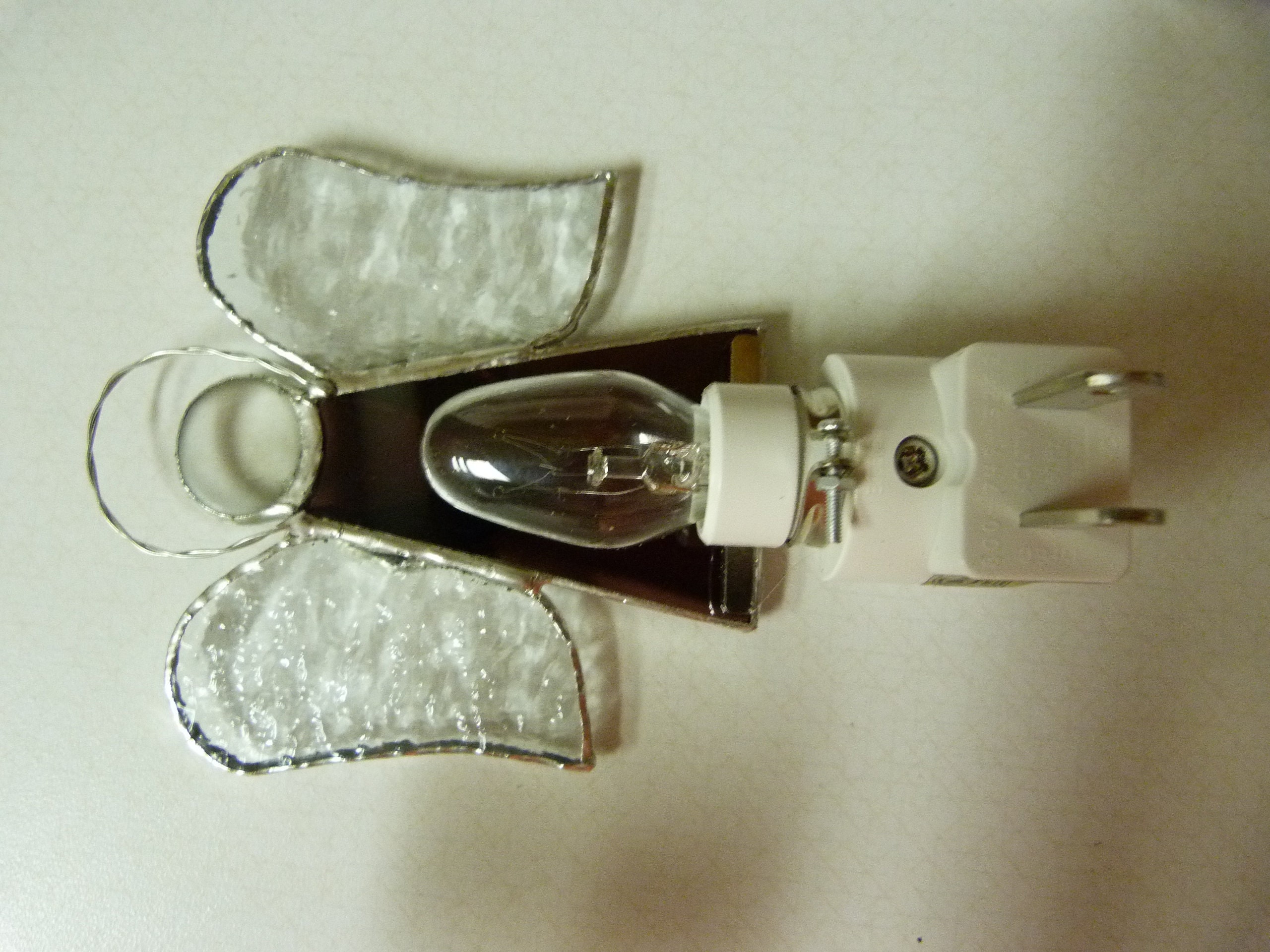 Night Light Stained Glass Angel Wall Plug In Bedroom Etsy