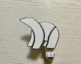 Polar Bear Night Light, Stained Glass