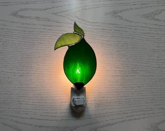 Lime Night Light, Stained Glass