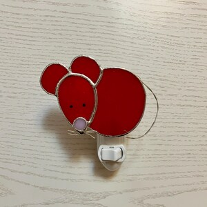 Red Mouse Night Light, Stained Glass