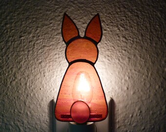 Stained Glass Night Light, Easter Bunny Rabbit Animal, Gift For Girls Boys Kids Nursery Bathroom Bedroom Decor, Rotating Swivel Light Sensor