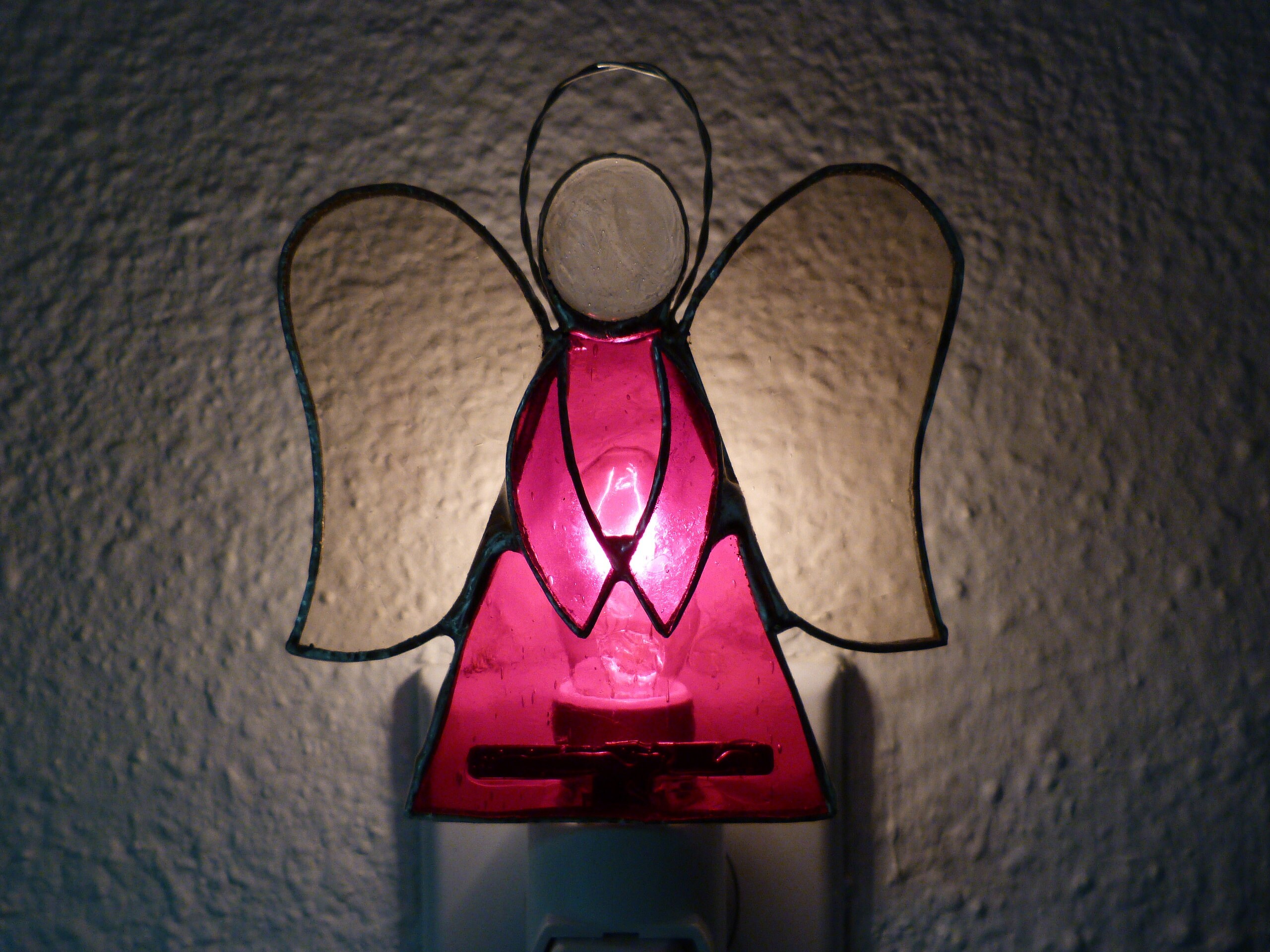Angel Night Light Red Stained Glass Christmas Bedroom Etsy