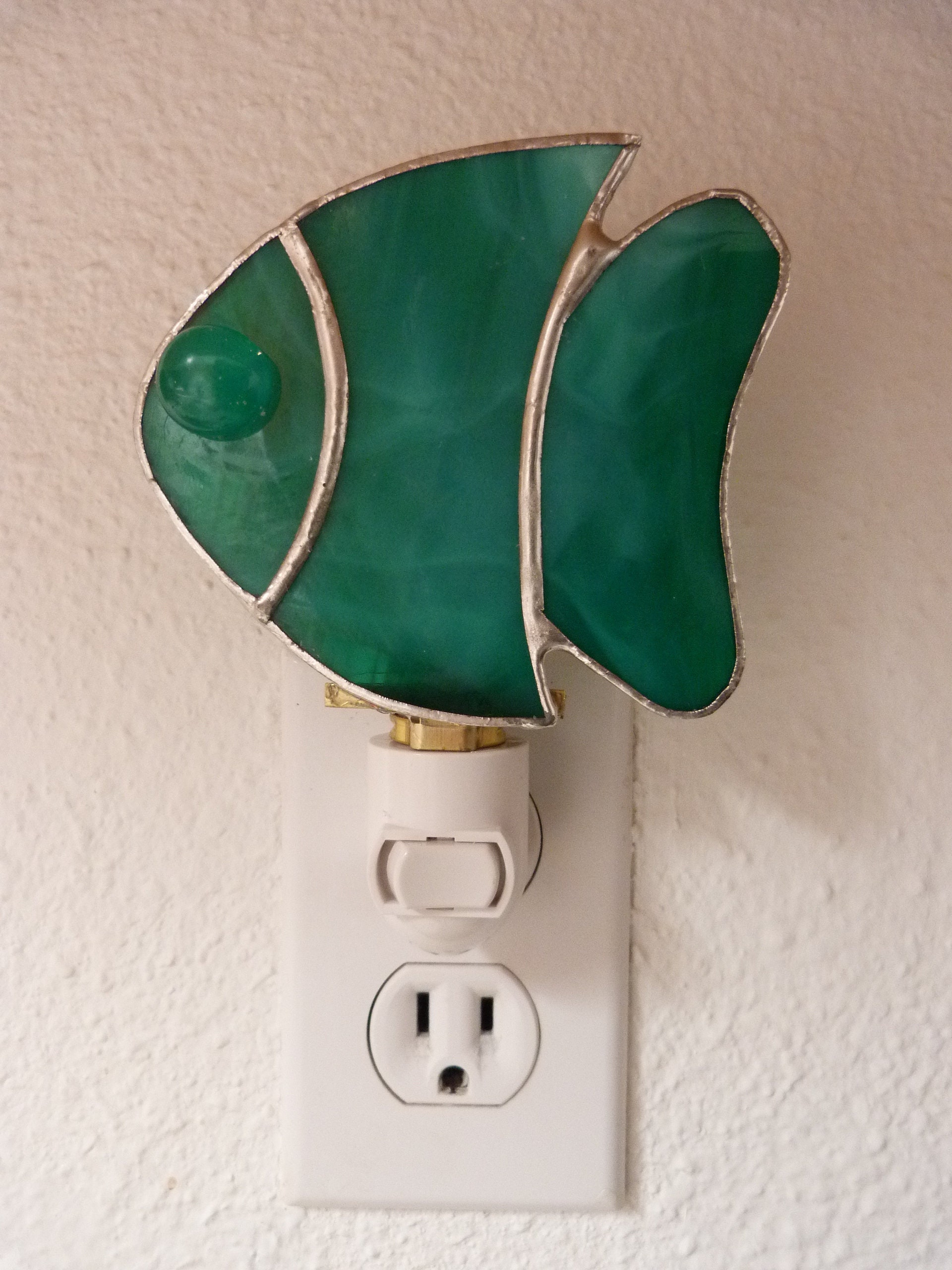 Fish Night Light Green Stained Glass Wall Plug in Gift For Etsy