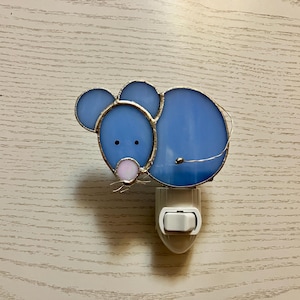 Blue Mouse Night Light, Stained Glass