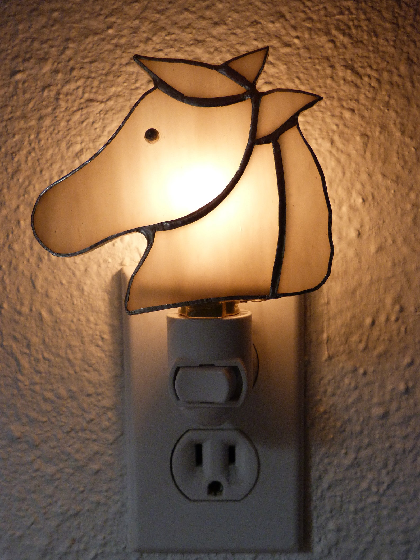 Night Light Stained Glass Gray Horse Wall Plug in Farm Etsy