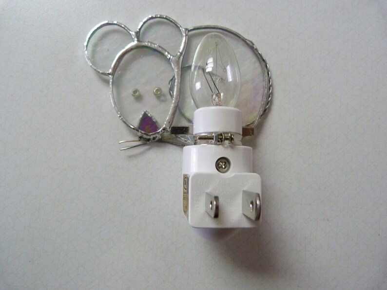 Clear Mouse Wall Plug In Gift For Man Woman Teen Bathroom Bedroom Kitchen Decor Stained Glass Night Light Light Sensor Rotating Base