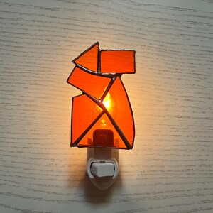Orange Abstract Art Nightlight, Stained Glass