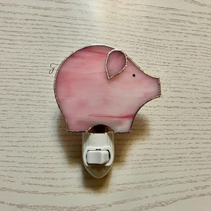 Pink Pig Night Light, Stained Glass