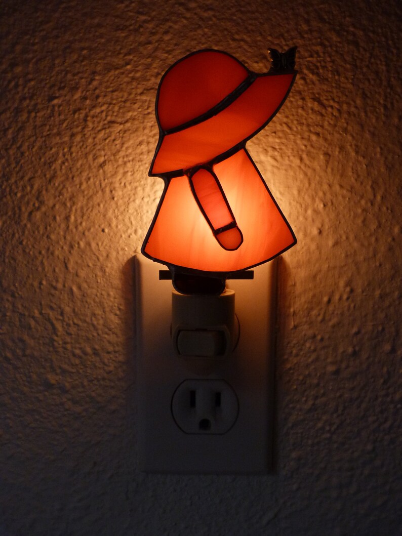 Stained Glass Night Light Girl With Butterfly Wall Plug in Etsy