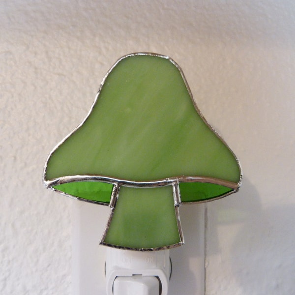 Mushroom Night Light, Green Stained Glass, Wall Plug In, Bedroom Bathroom Kitchen Decor, Light Sensor Rotating Swivel, Gift For Cousin