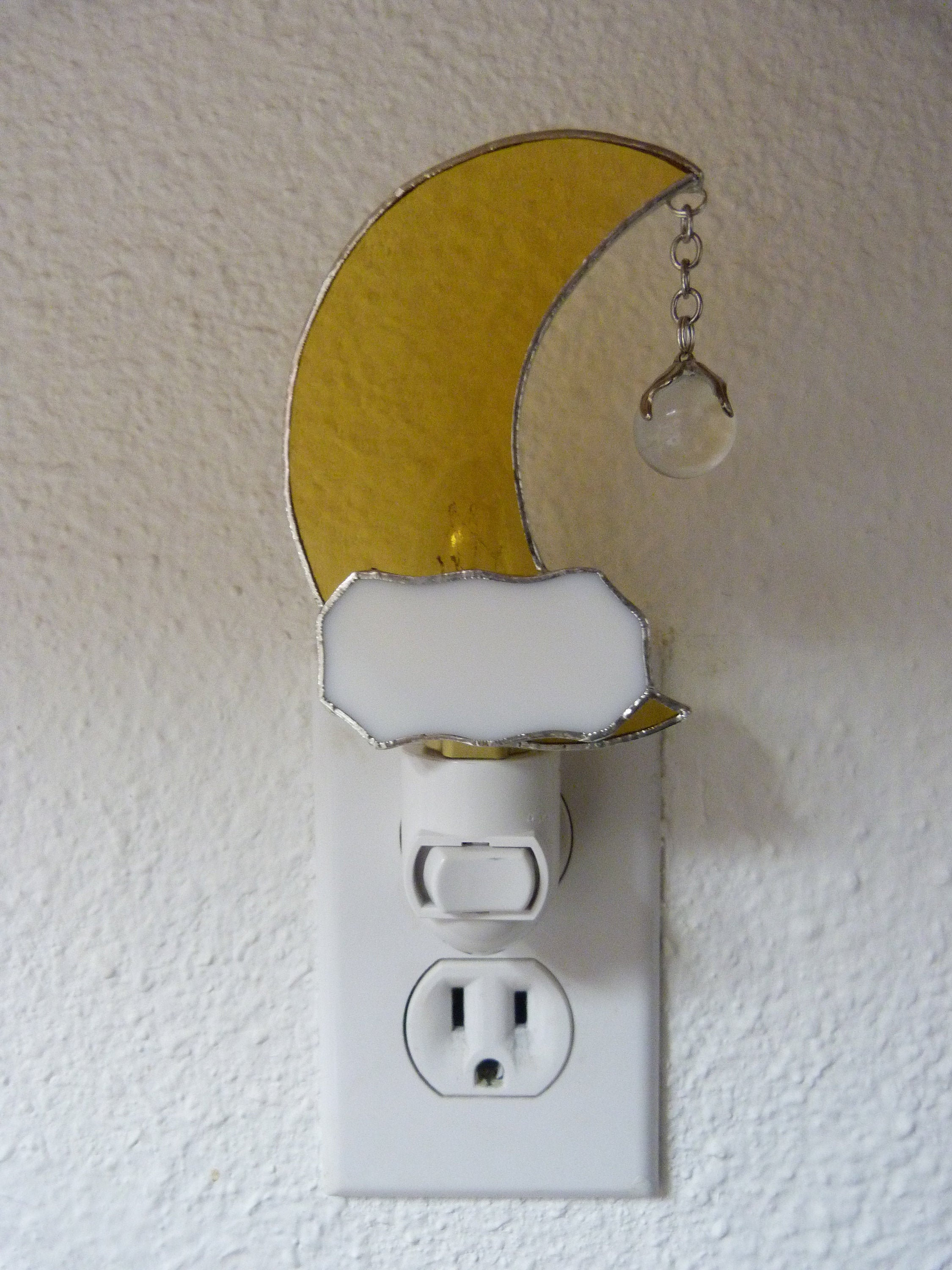 Luz nocturna luna de cristal manchada real enchufe de pared | Etsy