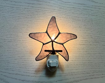 Purple Starfish Night Light, Stained Glass