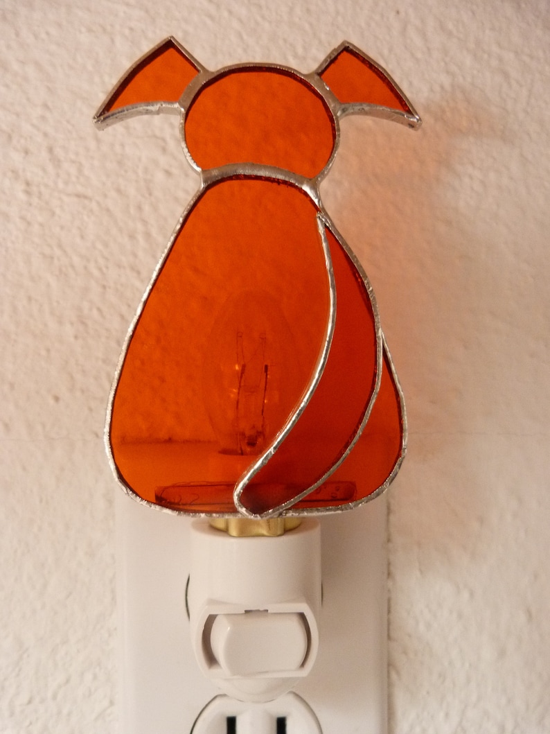Puppy Dog Night Light Orange Stained Glass Wall Plug in Etsy