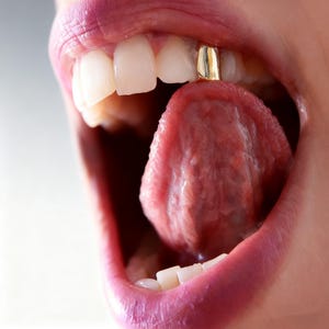 14K Gold Plated Single Tooth Grillz - Hip Hop Edgy Dental Jewelry, Party Festival Rapper Style Teeth Accessory