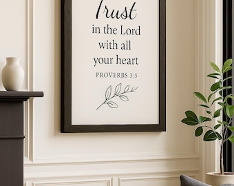 Proverbs 3:5-6 Bible Verse Print, Christian Wall Art Digital Download