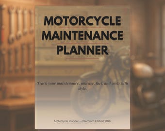 Carnet d'entretien moto, PDF imprimable, cadeau motard, suivi de l'entretien du véhicule, cadeau amateur de moto, décoration motard