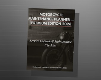 Motorcycle Maintenance Planner – Silver Dark Edition, Premium Printable PDF, Moto Service Logbook & Checklist, Biker Gift Idea