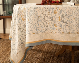 Tafelkleed van tafelzeil Waterdicht, afveegbaar tafelkleed met bloemenkonijn, Cottagecore Botanical Dining Table Cover, Custom Size
