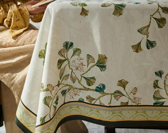 Tovaglia impermeabile con motivo botanico Ginkgo, decorazione da pranzo naturale, dimensioni personalizzate
