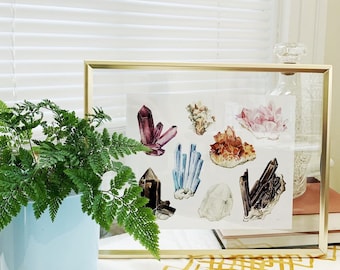 Watercolor Crystals Print, Crystal Art, Gemstone Print, Healing Crystal Art, Fantasy Art, Magical, Scientific Illustration