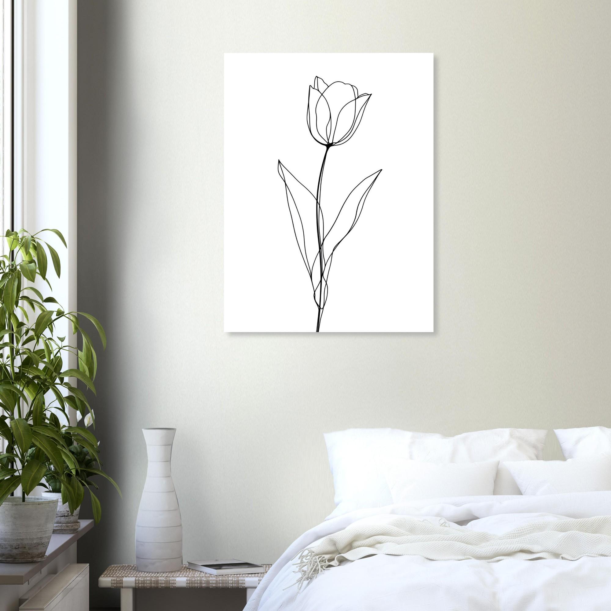 Minimalist Tulip Line Art Print | Modern Boho Decor - Etsy