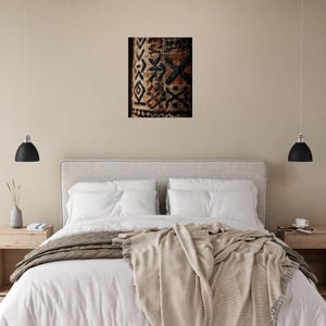 Afrikanischer Schlammtuch Leinwand | Geometrische Stammeskunst | Boho Wanddekor | Moderner afrikanischer Druck | Bogolanfini Textur | Erdton Wandkunst Bild 5