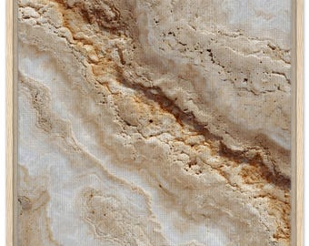 Framed Travertine Stone Texture Canvas | Wabi Sabi Beige Abstract Art | Minimalist Nature Photography | Faux Stone Print