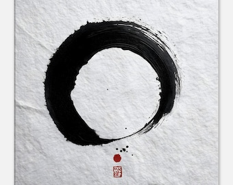 Zen Enso Circle Canvas Print | Japanese Sumi-e Art | Wabi Sabi Art