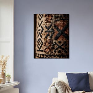 Afrikanischer Schlammtuch Leinwand | Geometrische Stammeskunst | Boho Wanddekor | Moderner afrikanischer Druck | Bogolanfini Textur | Erdton Wandkunst Bild 11