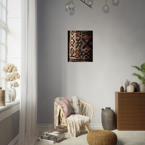 Afrikanischer Schlammtuch Leinwand | Geometrische Stammeskunst | Boho Wanddekor | Moderner afrikanischer Druck | Bogolanfini Textur | Erdton Wandkunst Bild 7