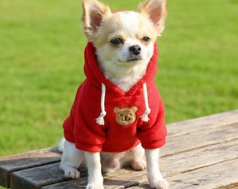 Sudadera con capucha para perro: suéter polar para cachorro, ropa para perros pequeños, abrigo de invierno para chihuahua y yorkshire, chaqueta cálida para mascotas, regalo suave kawaii.