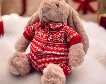 Pijama navideño de peluche – Traje de reno hecho a mano, tamaño Jellycat