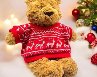 Jersey navideño de peluche – Traje navideño de reno para ositos de peluche tamaño Jellycat