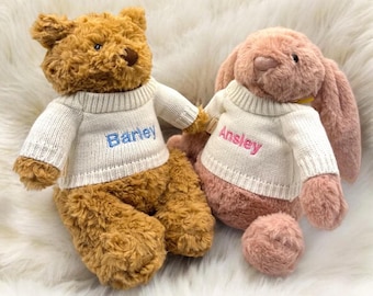 Suéter de punto personalizado para peluches – Monograma bordado