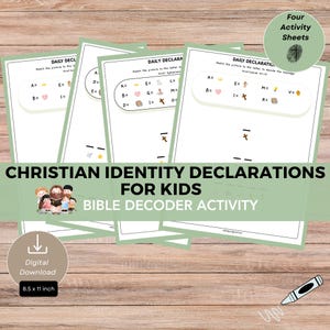 Christian Identity Declarations for Kids | Bible Decoder Activity | Sunday School & Homeschool Printable