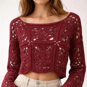 Granny Square Sweater Pattern | Cornflower Sweater Pattern PDF for Handmade Pullover, DIY Knit Look