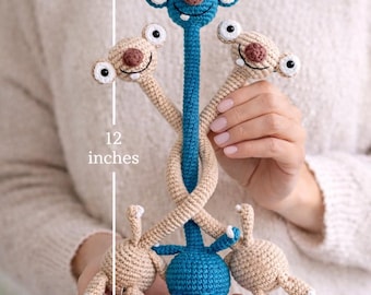 Padrão de crochê amigurumi do Sid, a preguiça, tutorial de personagem da Era do Gelo com pescoço comprido (PDF)