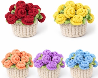 Bloomy Coaster Pot Crochet Patterns, Beginner Friendly, Rose coaster With Pots, Instant Download