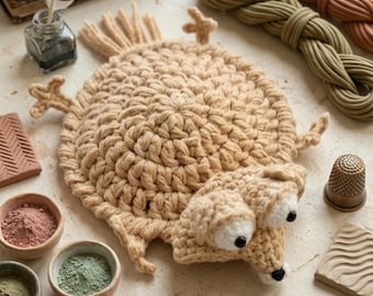 Crochet Ice Age Coaster, Squirrel Pattern Pop-Up Mug Rug Pattern– Funny Amigurumi Coasters |
