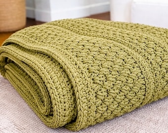 Chunky Crochet Blanket Pattern | Beginner Textured Throw (PDF Download)