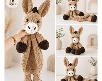Donkey Amigurumi Crochet Pattern PDF, 26 Inch Snuggler Toy Instructions