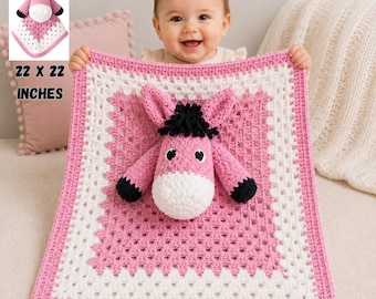 Crochet Horse Lovey Blanket Pattern PDF – Baby Comforter Security Blanket