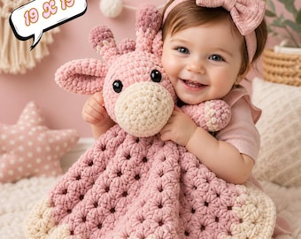 Crochet Giraffe Lovey Pattern, Animal Baby Comforter, Amigurumi Blanket Toy, Blanket PDF, Baby Shower Gift DIY, Animal Snuggler Tutorial