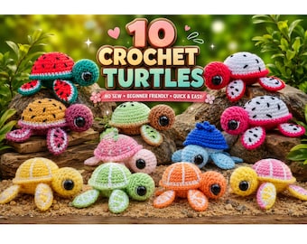 11-in-1  Fruit Dress Up Turtle Crochet Pattern Bundle: Beginner Friendly Amigurumi, PDF Digital Download