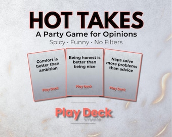 Hot Takes – Opinion Party Game, Printable & Mobile Version, 45 Cards (Instant Download)