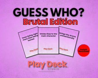 Guess Who? Brutal Edition – Fun Party Game for Adults, 45 Cards, Mobile & Printable (Instant Download)