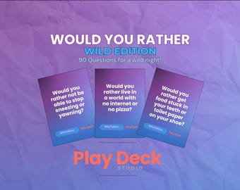 Would You Rather: ワイルドエディション、大人向け印刷可能なパーティーゲーム、カード90枚（即時ダウンロード）