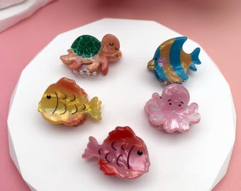 Presilha de cabelo em formato de peixe, mini presilha de acetato, presilha inspirada no oceano, presente para amantes do mar.